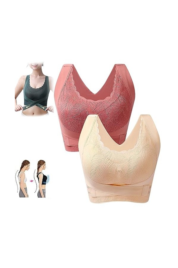 HOUHOUYIBA Kendally Corset Bra Front Cross Side Buckle Lace Bras, Kendally Bra, Kendally Bras pour Femmes Plus âgées, Kendall