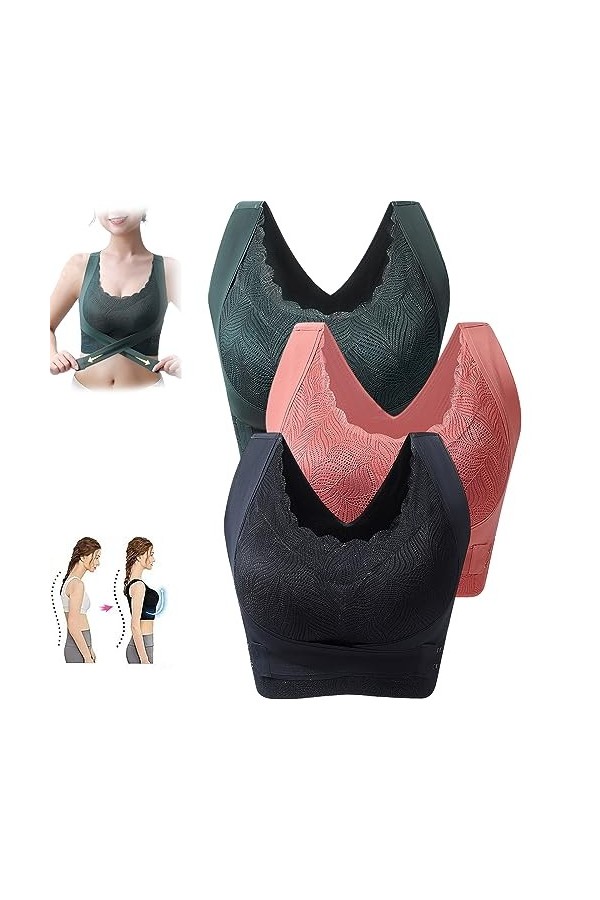 HOUHOUYIBA Kendally Corset Bra Front Cross Side Buckle Lace Bras, Kendally Bra, Kendally Bras pour Femmes Plus âgées, Kendall