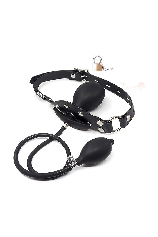 Gonflable Mouth Gag Silicone Mouth Gag SM Realistic Black Silicon Mouth Gag Adjustable