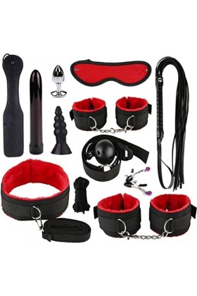PLEETS Fashion Lady 12PCS / Set Noir et Rouge Fourrure épaisse vêtements Accessoires pour Les Jeux daventure en intérieur.