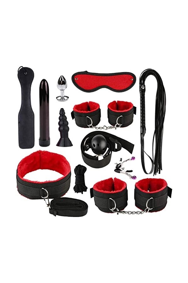 PLEETS Fashion Lady 12PCS / Set Noir et Rouge Fourrure épaisse vêtements Accessoires pour Les Jeux daventure en intérieur.