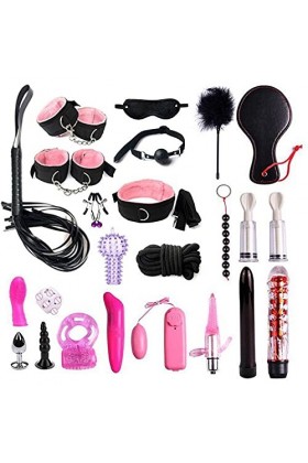 23Pcs Böñdäge Šêxuelle Adulte Outil de Bandage En Cuir Cosplay Kits de Nouveauté Kit de Cosplay Bandage de Lit Mignon Queue d