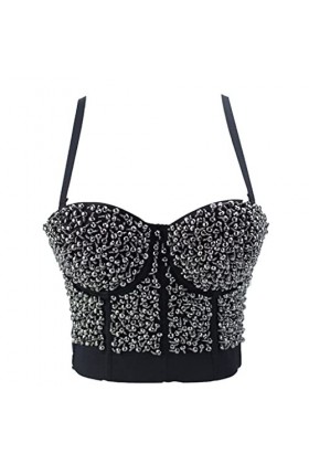 TaLcuS Camisole noire à licou court bas sexy avec haut tube pour femme grande taille S-2xl Color : Svart, Size : 38C 