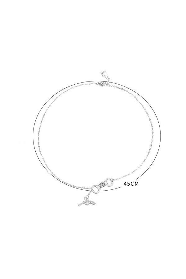 MAXBUS Bijoux Fantaisie Lien Unique Menottes Couple Pendentif Collier Cercle Menottes Charme Collier