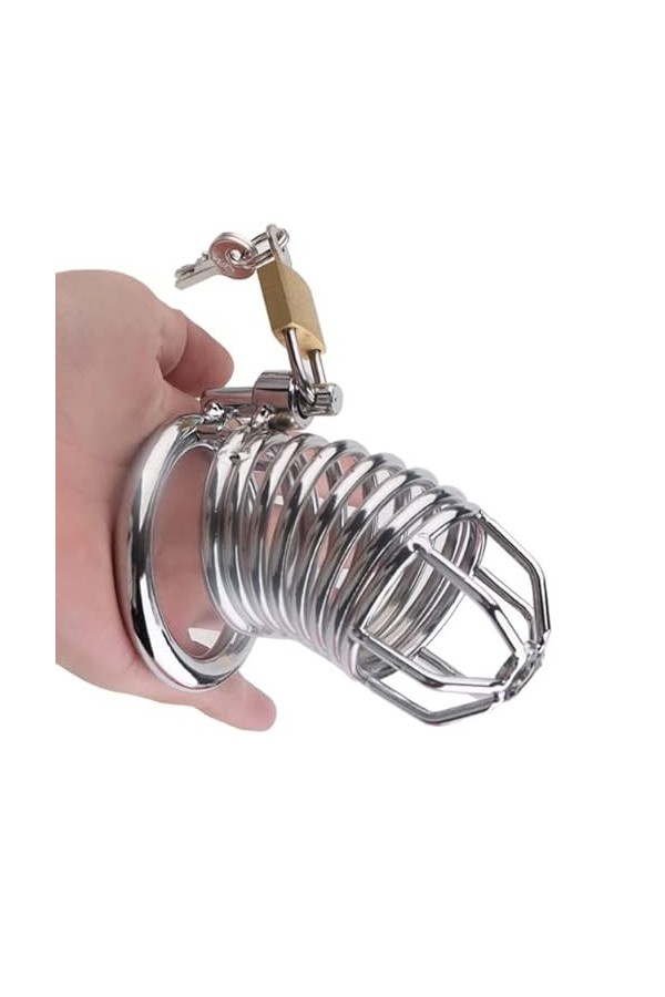 OMOONS Serrure À Cage Fixe En Acier Inoxydable Pour Hommes À Usage Prolongé, Respirante Et Facile À Porter Anneau de 45 Mm 