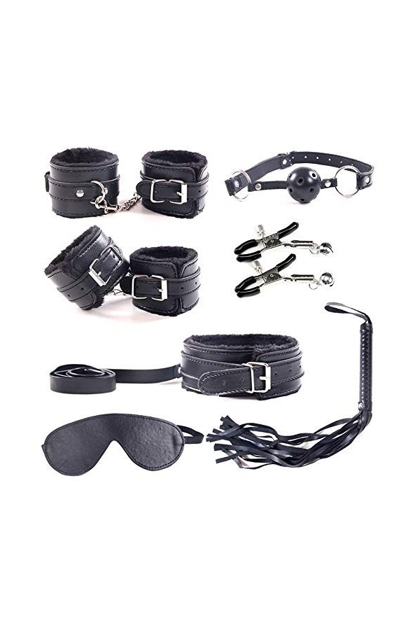 7 PCS étui en cuir, couple amusant partie accessoires de jeu, cadeau de Noël couleur: noir 
