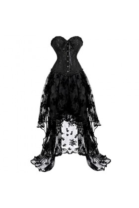 TaLcuS Corset Robe Jupe Ensemble Tutu Dentelle Sexy Corsets Overbust pour Femmes Gothique Plus La Taille Costume Color : Sva