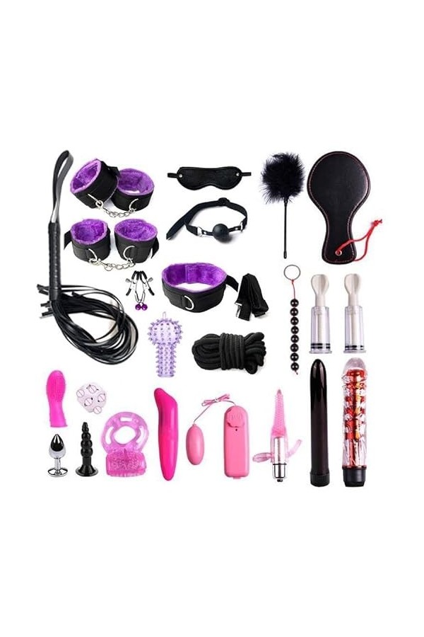 LOYOO 23Pcs Böñdäge Šêxuelle Adui te Les Manches De Bandage De La Chambre Sont Attachées Au Lit Et Au Cosplay Jouet Du Couple