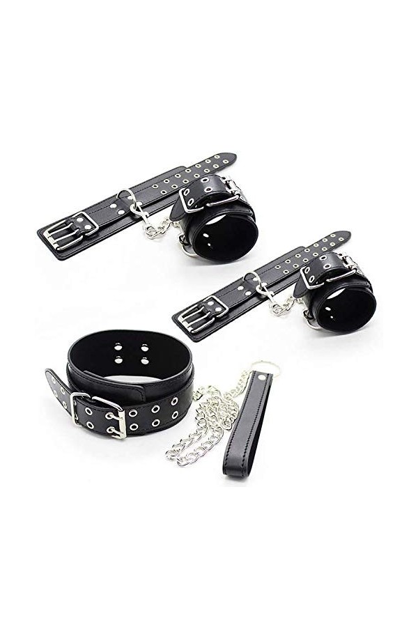 Bracelet en Cuir Noir Anneau de Pied Ensemble de Combinaison de Manches de Cou Jouet