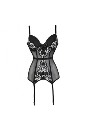 TaLcuS Dames Sous-Vêtements Fishbone Taille Transparent Pyjama Corset Bretelles Sous-Vêtements Noir Color : Svart, Size : L 