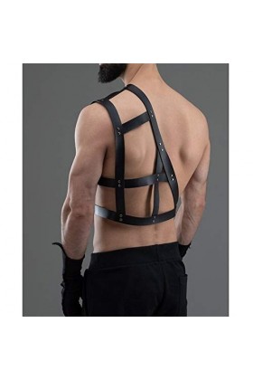 Harnais à lanières Crop Top Hommes Corps Poitrine Harnais Ceinture En Cuir Une Épaule Gothique Punk Ceinture En Cage Boucle R