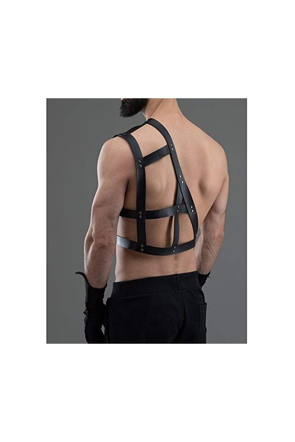 Harnais à lanières Crop Top Hommes Corps Poitrine Harnais Ceinture En Cuir Une Épaule Gothique Punk Ceinture En Cage Boucle R