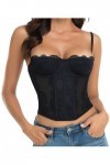 Corset en dentelle pour femme - Body sexy avec boucle, noir, Large