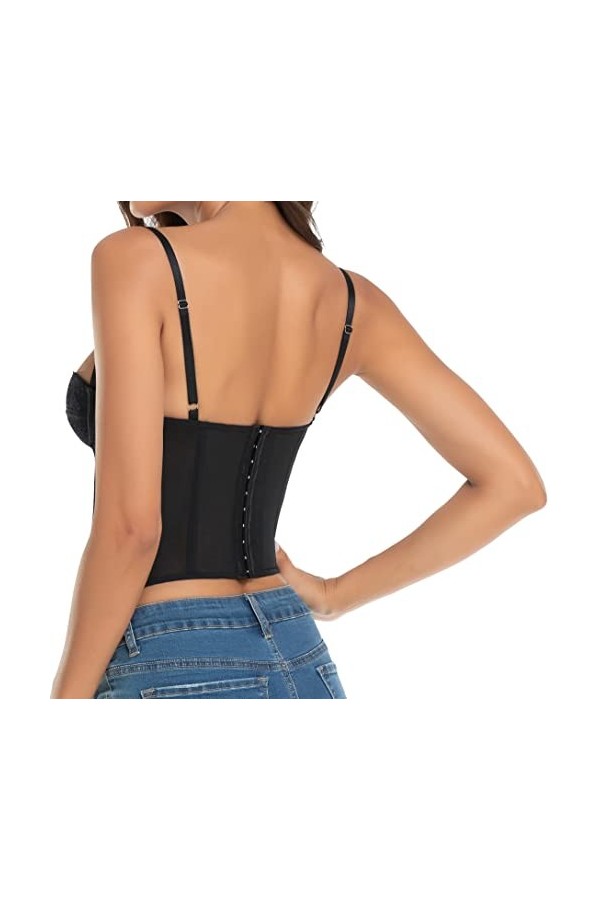 Corset en dentelle pour femme - Body sexy avec boucle, noir, Large