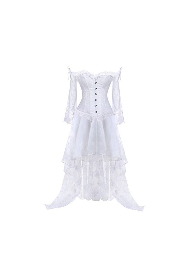 Femme Princesse Renaissance Corset Floral Manches Froncées Elegant Halloween Costume - - Small