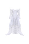 Femme Princesse Renaissance Corset Floral Manches Froncées Elegant Halloween Costume - - Small