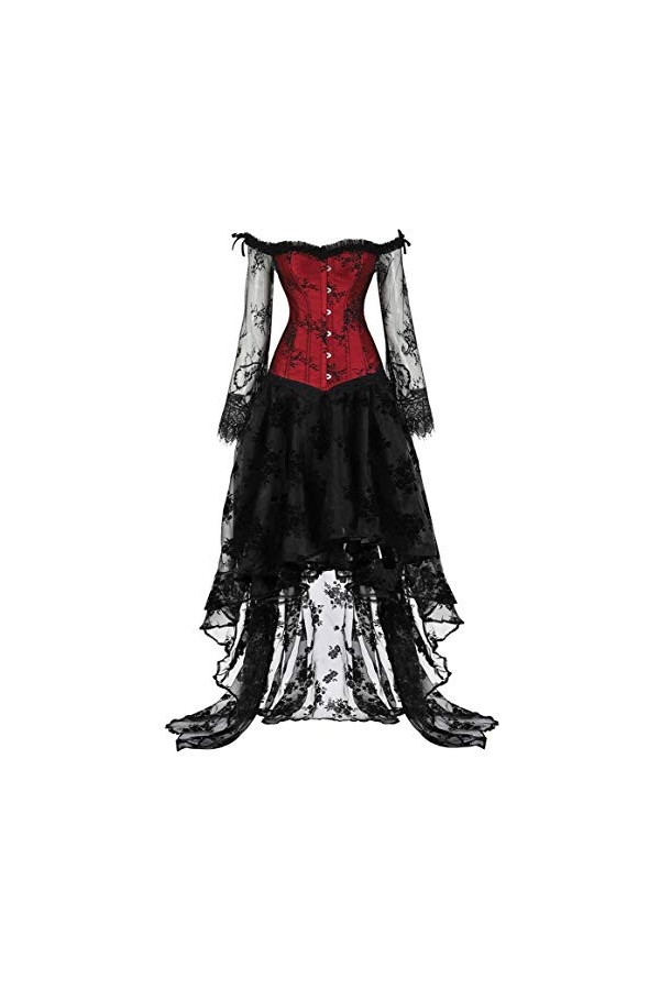 Femme Princesse Renaissance Corset Floral Manches Froncées Elegant Halloween Costume - - Small
