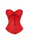 Grebrafan Corset Broderie Mariage Bustier Classique Grande Taille EU 30-32 XS,Noir Rouge 
