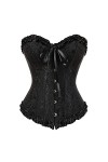 Grebrafan Corset Broderie Mariage Bustier Classique Grande Taille EU 30-32 XS,Noir Rouge 