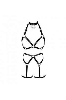 UTHTY Harnais en Cuir for Femme Porte-Jarretelles Chaîne de Corps réglable avec Boucles