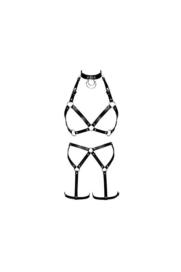 UTHTY Harnais en Cuir for Femme Porte-Jarretelles Chaîne de Corps réglable avec Boucles