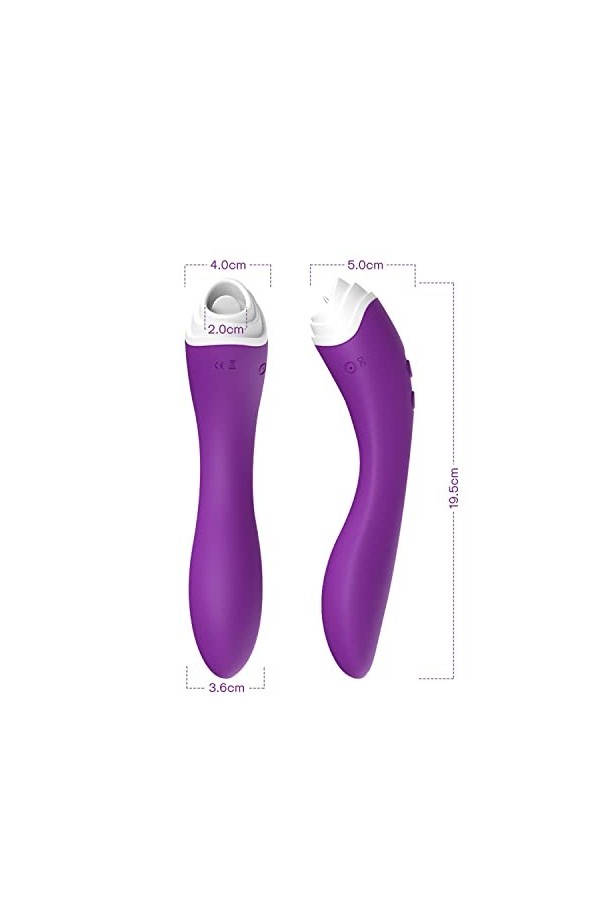 Stimulant Clitoridien Pour Femme Masseur Vibrant en Silicone, 12 Modes de Vibration à double moteur et 3 Vibrations de léchag
