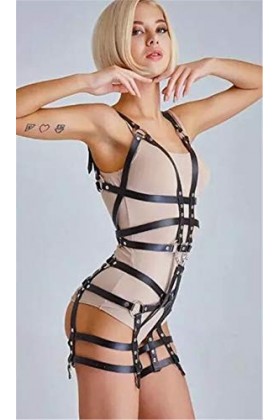 UTHTY Harnais en Cuir for Femme Porte-Jarretelles Chaîne de Corps réglable avec Boucles