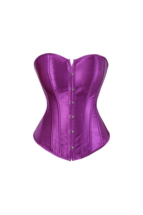 Bustier Corset Top Sexy Lingerie Ensembles Noir Satin Taille Cincher - - Taille XL