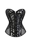 Bustier Corset Top Sexy Lingerie Ensembles Noir Satin Taille Cincher - - Taille XL