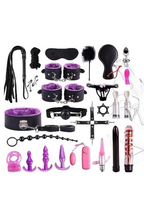 Ajustable vêtements en Cuir Luxe B-DŚM Sẹx Tọys Pack de 25Pcs Purple 