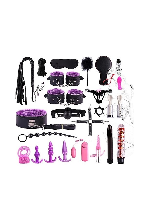 Ajustable vêtements en Cuir Luxe B-DŚM Sẹx Tọys Pack de 25Pcs Purple 