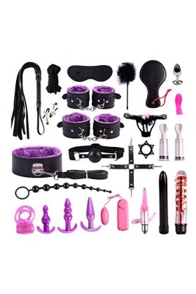 Ajustable vêtements en Cuir Luxe B-DŚM Sẹx Tọys Pack de 25Pcs Purple 