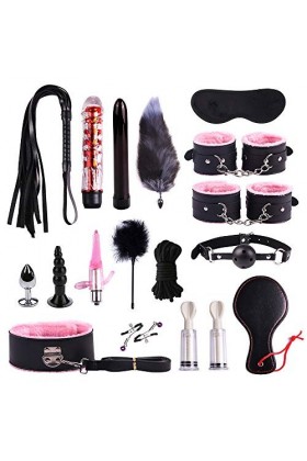 Kit Sm Bandage 17pcs Vêtements Retenue Fourrure Corps Jouet Sexy Programme Femme Menottes Šex Adulte Collier B-D-S-M Sports S