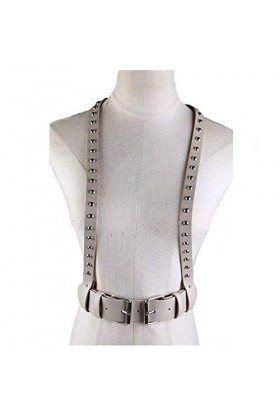 Chaîne de Corps Unisexe en Similicuir Punk réglable Ceinture de Harnais de Poitrine avec Goujons décor Fantaisie discothèque 