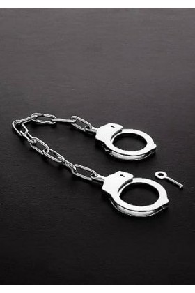 Dèmonia - Menottes Luxe avec Chaine en Acier Inoxydable - Menottes de Police Stainless