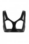 JEATHA Soutien-Gorge Femme Sexy Ouvert Poitrine Bra en Faux Cuir Wetlook Harnais De Poitrine Lingerie Tentation Underwear S-4