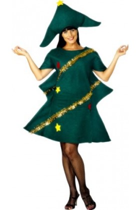 Smiffys Costume sapin de Noël, Vert, avec tunique et chapeau