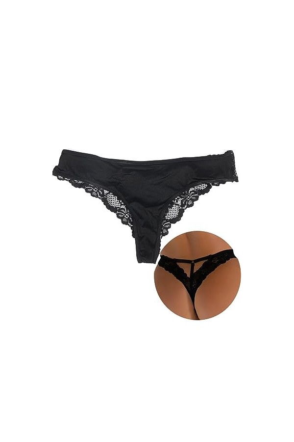 ohyeahlady Culotte Femme Sexy Chic Tanga Dentelle Coton Strings Hot Sexy Femme Culottes Shorties et Strings Grande Taille Lin