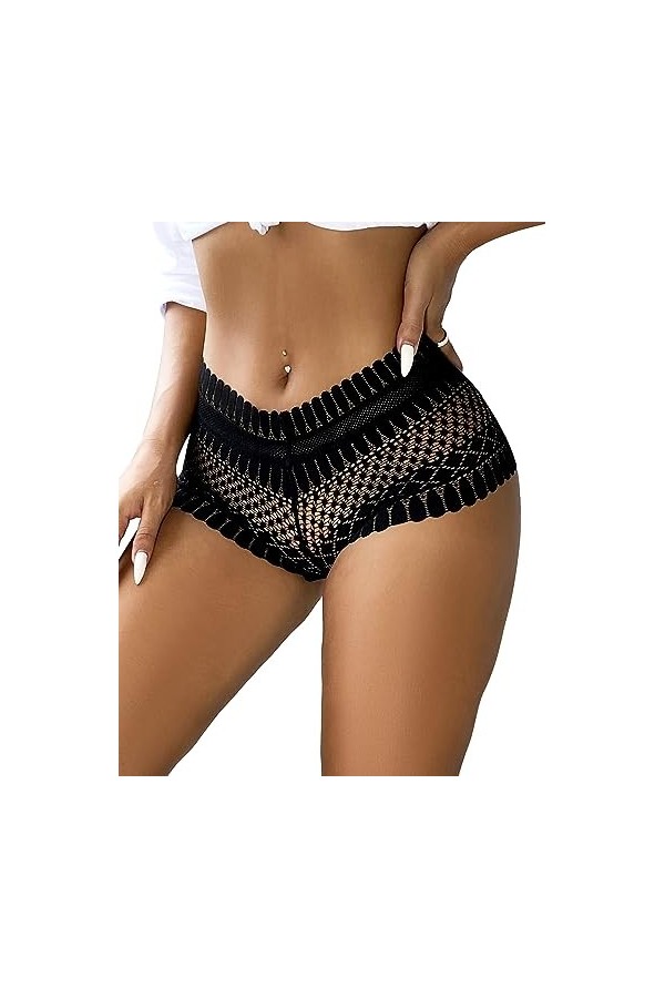 ohmydear Culotte Femme Sexy String Plume Taille Moyenne Slip Tanga Grande Taille sous-vêtements Femme Hipster Panties Tongs