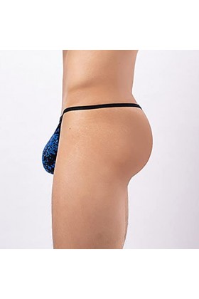 Générique Hommes Sexy Solide Couleur Respirant Taille Basse Tricoté Dentelle String String Briefs Costume Homme Sexy Hot Blu