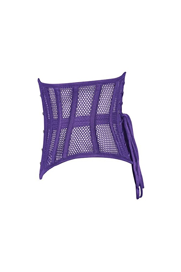 Corset robuste en maille pour femme avec baleines en acier, violet, 3XL