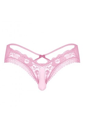 Junhasgood Mini String Ficelle Homme Slips Sexy pour Hommes Taille Basse avec sous-vêtements en Dentelle sous-vêtements Sexy 