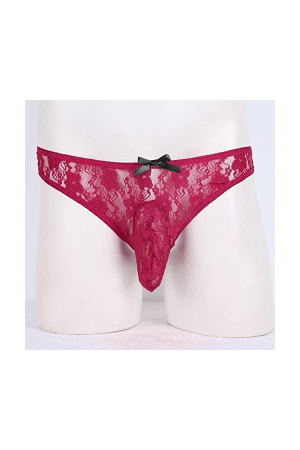 Homme Sexy String en Dentelle érotique Grande Taille String Culottes et Slips Dentelle Lingerie Sexy String Transparent Hollo
