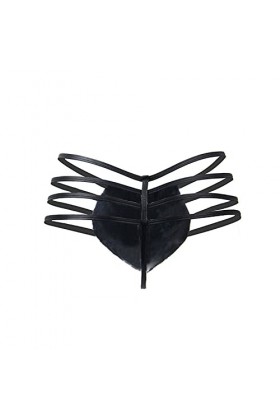 Bikini en Similicuir pour Hommes Déguisement String Taille Basse zippé Sexy Clubwear Pouch Thong T-Back sous-Vêtements Jockst