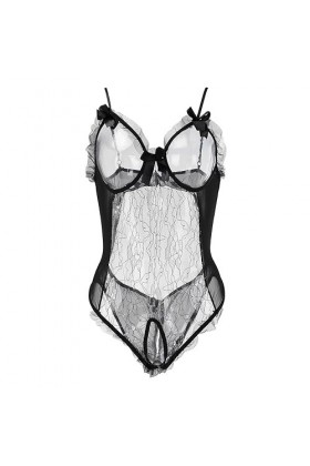 Hasagimol Lingerie Sexy Femme Coquine Hot Ouverte Pour PéNéTration Deep V Dos Nu Réglable Teddy Sous-VêTement Entrejambe Ouve