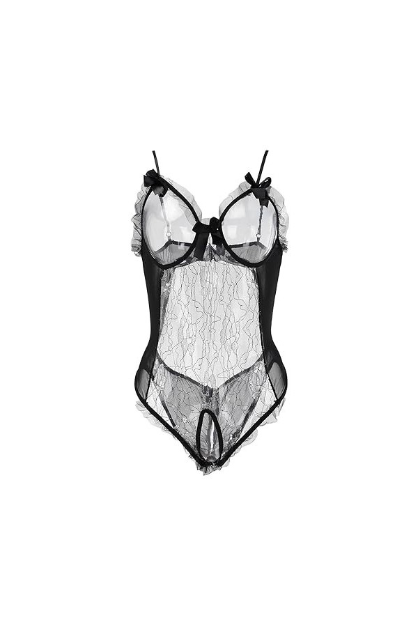Hasagimol Lingerie Sexy Femme Coquine Hot Ouverte Pour PéNéTration Deep V Dos Nu Réglable Teddy Sous-VêTement Entrejambe Ouve