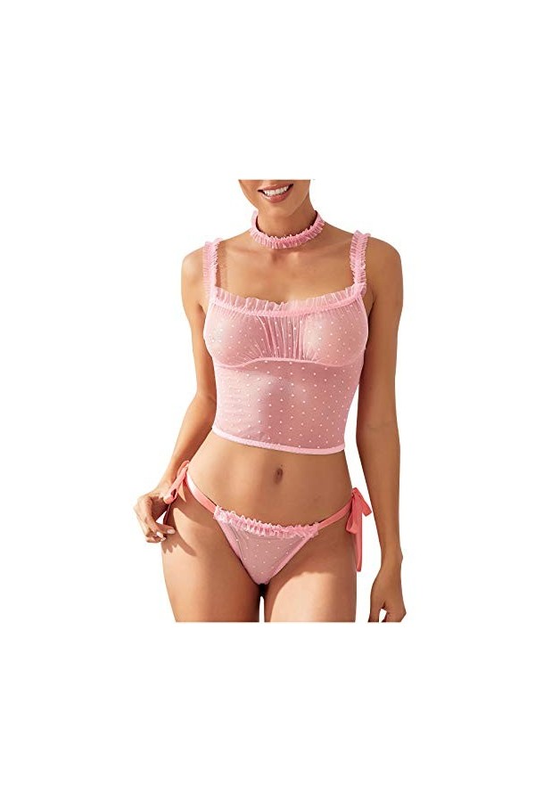 BaoDan Lingerie Sexy Bandage Strings Hot Sexy Femme Ouvert Corset Femme Sexy Soutien-Gorge Femme Sexy Culotte Sexy Tenue Sexy