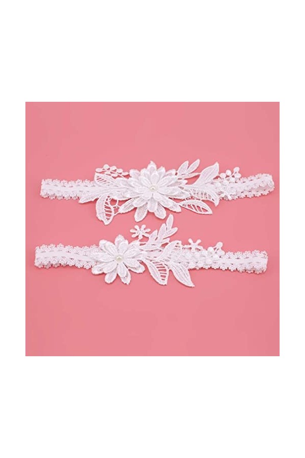 U-M PULABOJarretières de mariée avec Bord en Dentelle pour Femmes, jarretières de Mariage avec des Rubans pour la jarretière 