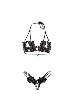 Luckywaqng Ensemble de lingerie sexy pour femme - Soutien-gorge en dentelle et culotte - Bralette - Lingerie pour homme - Élé