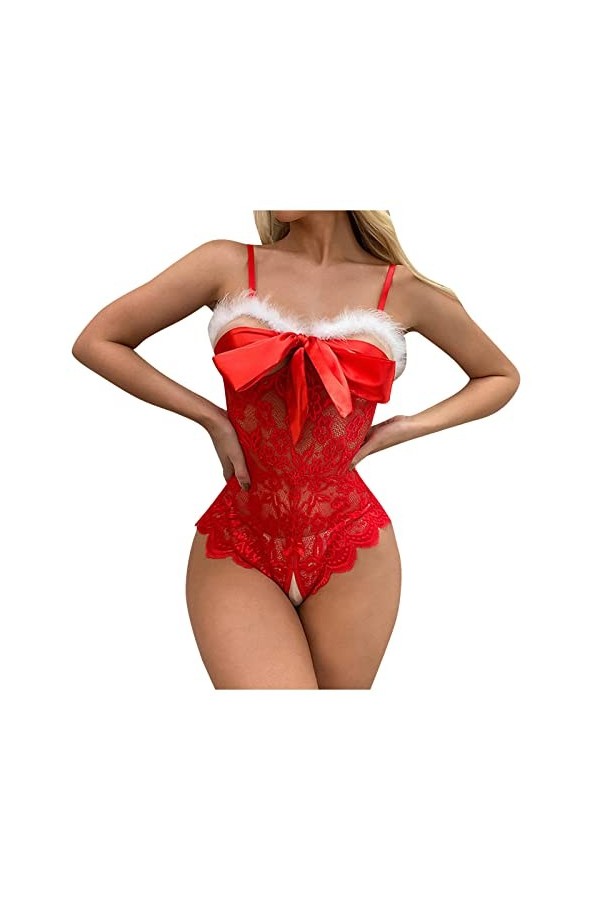 RYTEJFES Vêtements Sexy pour Femmes, Grande Taille Ensemble Rouge Vêtements Sexy Sous-vêtements Noël Sex Adorable Tenue éroti